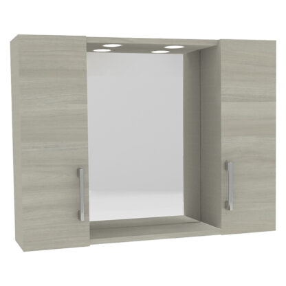 SPECCHIERA DA BAGNO PENSILE DOPPIO 'DIA' cm 77 x 16 x h.57 - rovere grigio