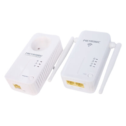 ADATTATORE PLC CON RIPETITORE WI-FI con 2 cavi RJ45