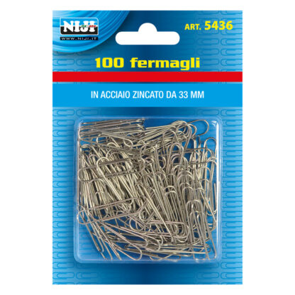 FERMAGLI PER CARTA metallo plastificato mm.33 - 100 pz